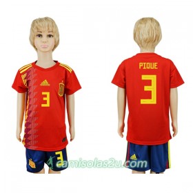 Camisolas de Futebol Espanha Pique 3 Criança Equipamento Principal Copa do Mundo 2018 Manga Curta